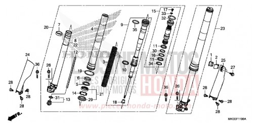 FOURCHETTE AVANT CRF450RXL de 2020
